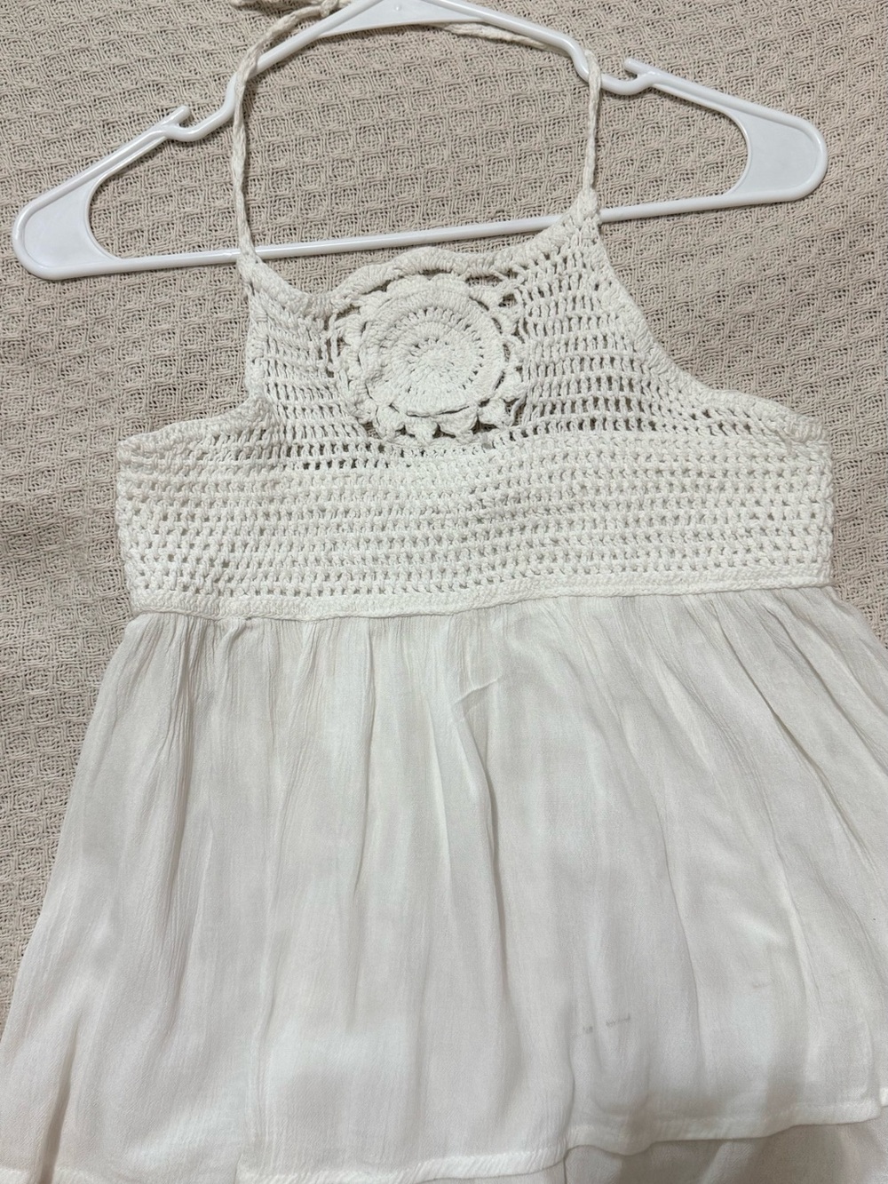 Women's White Crochet Halter Camisole